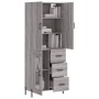 Aparador alto madera contrachapada gris sonoma 69,5x34x180 cm