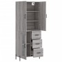 Aparador alto madera contrachapada gris sonoma 69,5x34x180 cm