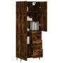 Aparador alto madera contrachapada roble ahumado 69,5x34x180 cm