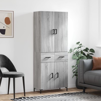 Aparador alto madera contrachapada gris sonoma 69,5x34x180 cm