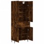 Aparador alto madera contrachapada roble ahumado 69,5x34x180 cm