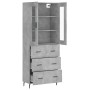 Aparador alto madera contrachapada gris hormigón 69,5x34x180 cm