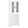 Aparador alto madera contrachapada blanco 69,5x34x180 cm