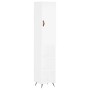 Aparador alto madera contrachapada blanco 34,5x34x180 cm