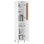 Aparador alto madera contrachapada blanco 34,5x34x180 cm