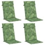 Cojines de silla de respaldo bajo 4 uds tela estampado de hojas