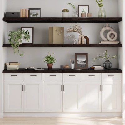 Estante pared madera roble tratada marrón oscuro 220x60x(2-6)cm