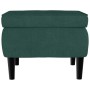 Taburete con patas de madera terciopelo verde oscuro