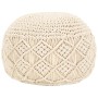 Puf de macramé hecho a mano algodón 45x30 cm