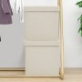 Taburetes de almacenaje plegables 2 uds lino sintético crema