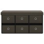 Banco de almacenaje plegable lino sintético marrón 76x38x38 cm