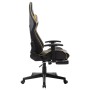 Silla de gaming con reposapiés cuero sintético negro y dorado