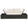 Cama de jardín 195x60 cm ratán sintético negro