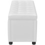 Otomana de almacenamiento de cuero artificial blanco