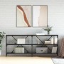 Mesa consola hierro y madera de ingeniería negro 180x30x75 cm