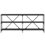Mesa consola hierro y madera de ingeniería negro 180x30x75 cm