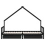 Estructura de cama niños con cajones madera pino negro 90x200cm