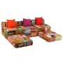 Puf modular de 3 plazas de tela patchwork