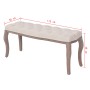 Banco de madera maciza y lino blanco crema 110x38x48 cm