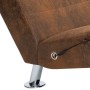 Diván de masaje con almohada de piel de ante artificial marrón