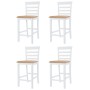 Set mesa y sillas de bar 5 piezas madera maciza marrón y blanco