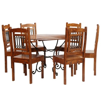Juego de mesas de comedor 7 unidades madera maciza de acacia