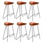 Taburetes de cocina 6 unidades cuero auténtico marrón