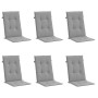 Cojín silla de jardín respaldo alto 6 uds tela gris 120x50x3 cm