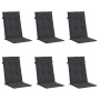 Cojín silla de jardín respaldo alto 6 uds tela negro 120x50x3cm