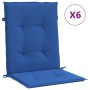 Cojín silla jardín respaldo bajo 6 uds tela Oxford azul