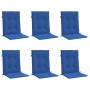Cojín silla jardín respaldo bajo 6 uds tela Oxford azul