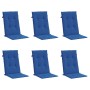 Cojín silla de jardín respaldo alto 6 uds tela azul 120x50x3 cm