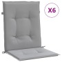 Cojín silla jardín respaldo bajo 6 uds tela Oxford gris