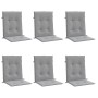 Cojín silla jardín respaldo bajo 6 uds tela Oxford gris