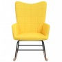 Silla mecedora de tela amarillo mostaza