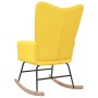 Silla mecedora de tela amarillo mostaza