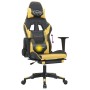 Silla gaming masaje y reposapiés cuero sintético negro dorado