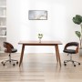 Silla de oficina giratoria madera curvada cuero sintético negro