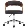 Silla de oficina giratoria madera curvada cuero sintético negro