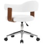 Silla oficina giratoria madera curvada cuero sintético blanco