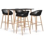 Mesa alta y taburetes de bar 5 piezas negro