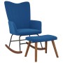 Silla mecedora con reposapiés terciopelo azul