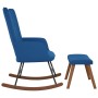 Silla mecedora con reposapiés terciopelo azul