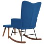 Silla mecedora con reposapiés terciopelo azul