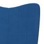 Silla mecedora con reposapiés terciopelo azul