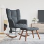 Silla mecedora con reposapiés terciopelo gris oscuro