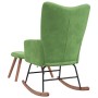 Silla mecedora con reposapiés terciopelo verde claro