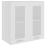 Armario colgante vidrio y madera ingeniería blanco 60x31x60 cm