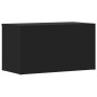 Baúl de almacenamiento madera contrachapada negro 84x42x46 cm