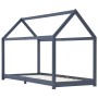 Estructura de cama infantil madera maciza pino gris 90x200 cm